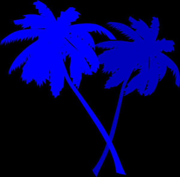 Blue Silhouette Palm Trees PNG image