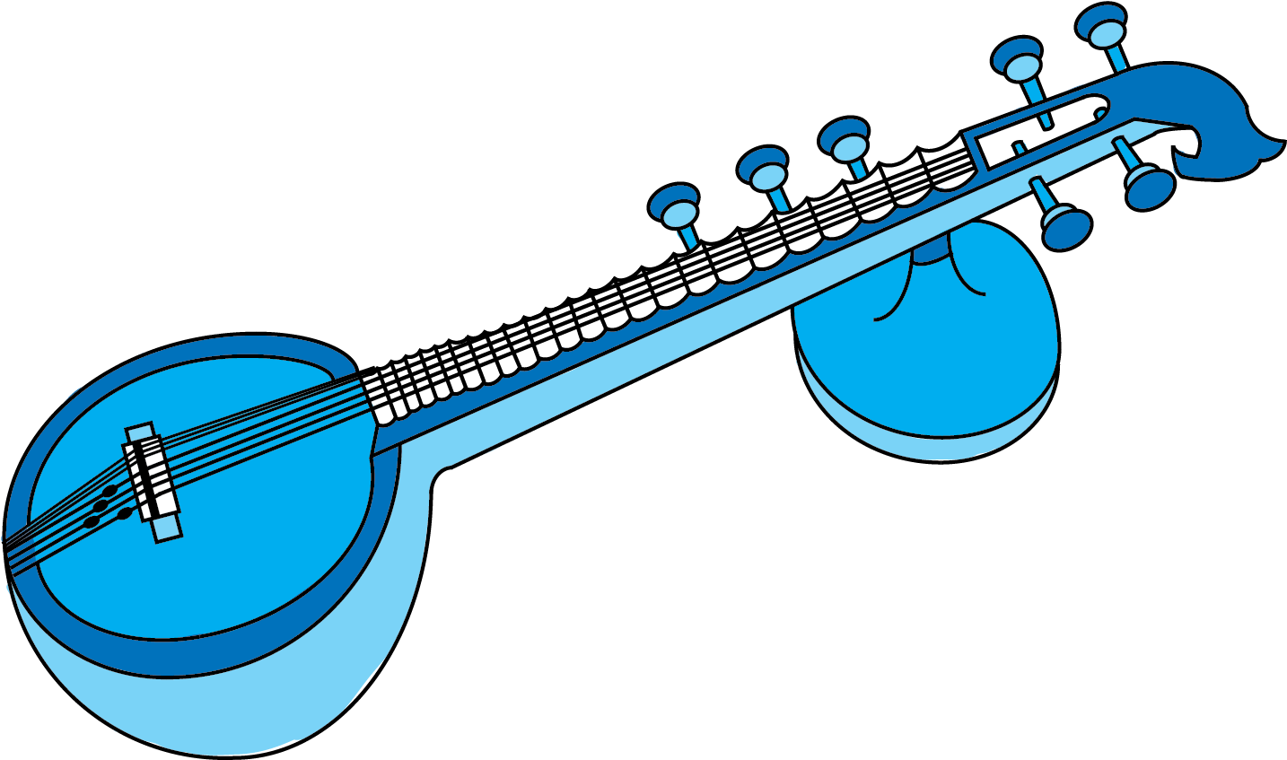 Blue Sitar Vector Illustration PNG image