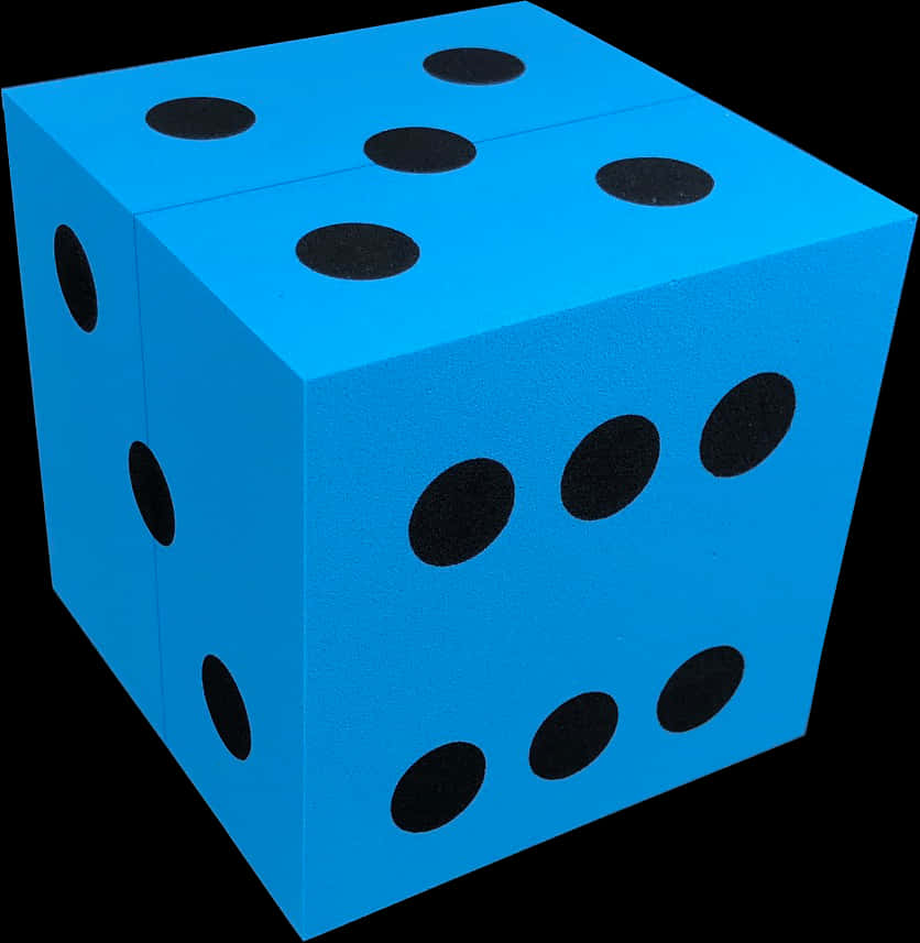 Blue Six Sided Dice Black Dots PNG image