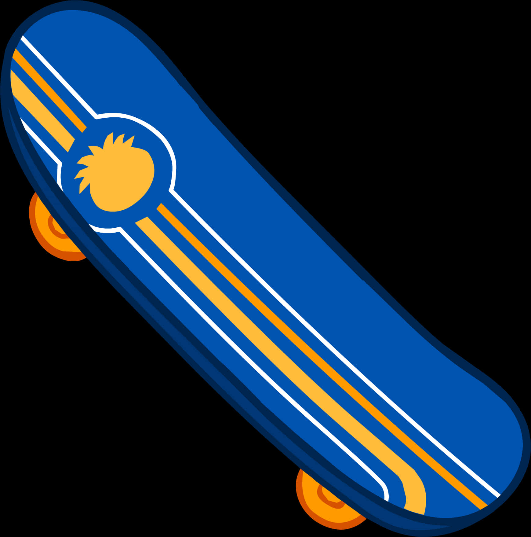 Blue Skateboard Orange Wheels Vector PNG image