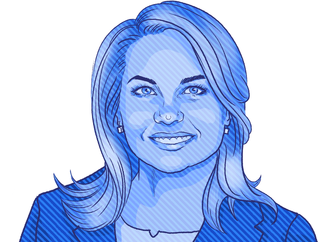 Blue Sketch Portraitof Smiling Woman PNG image