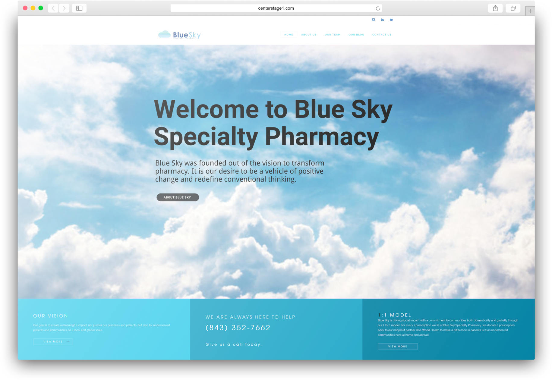 Blue Sky Pharmacy Website Screenshot PNG image