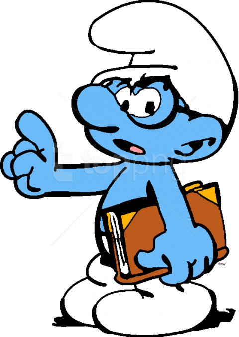 Blue Smurf Thumbs Up With Book PNG image