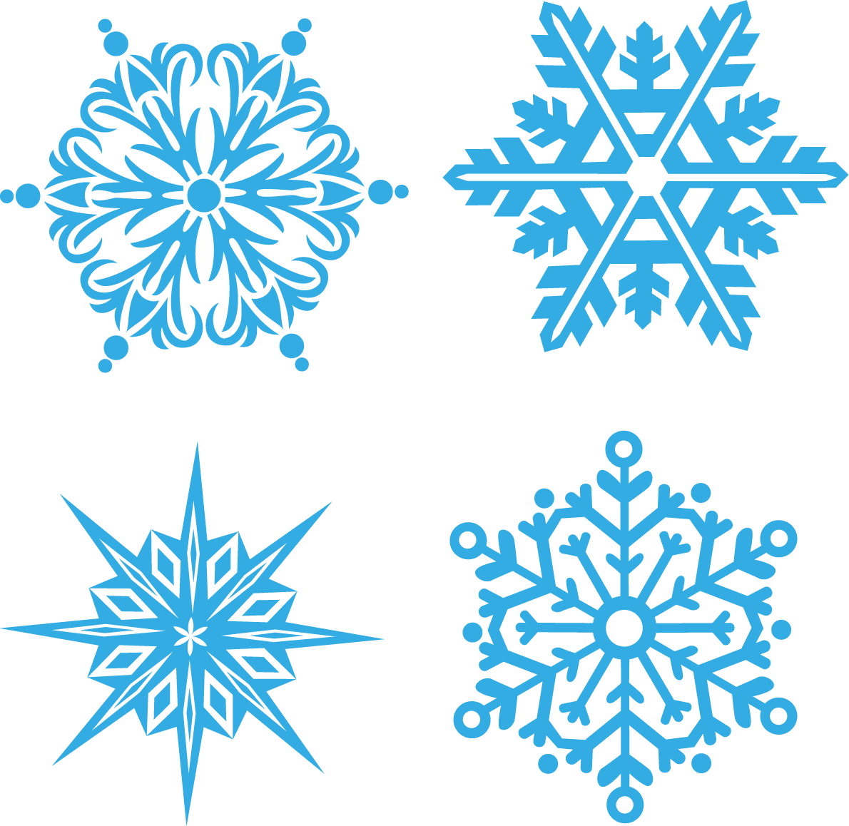 Blue Snowflake Designs Collection PNG image