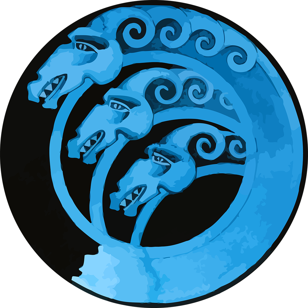 Blue Spiral Horsemen Graphic PNG image