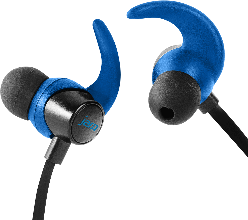 Blue Sport Earbudswith Ear Hooks PNG image