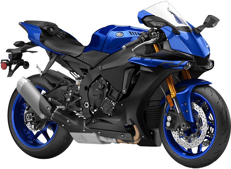 Blue Sport Motorcycle Profile View PNG image