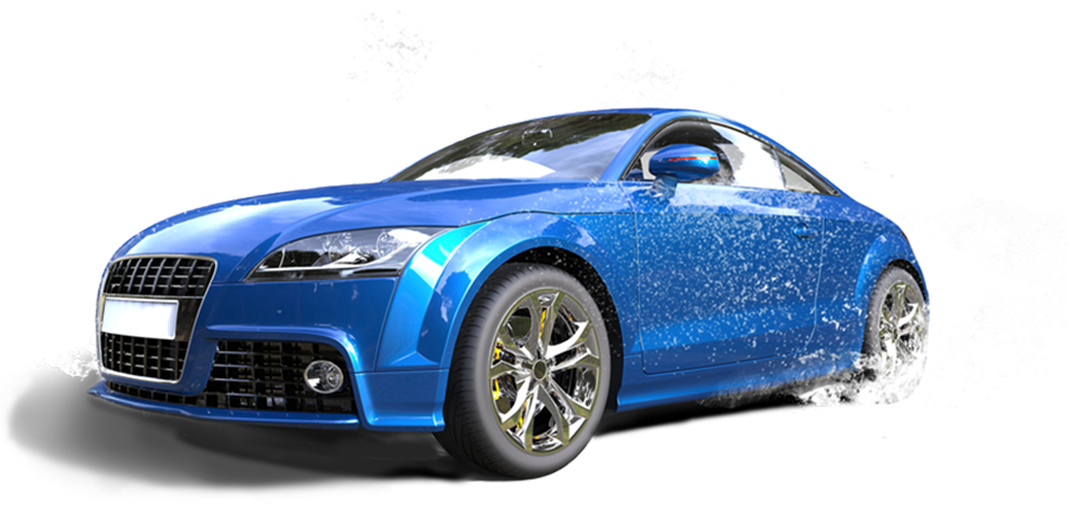 Blue Sports Car Water Splash Car Wash PNG image