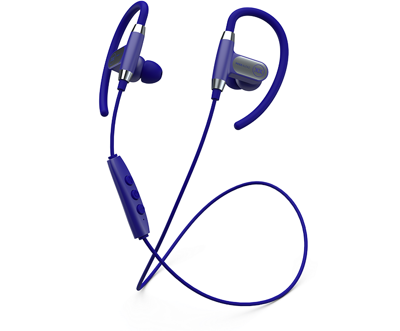 Blue Sports Earphoneswith Ear Hooks PNG image