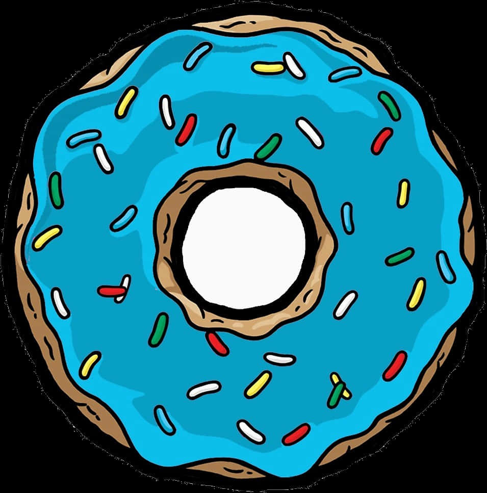 Blue Sprinkled Donut Illustration PNG image