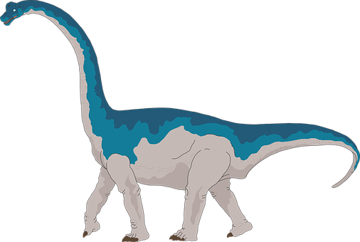 Blue Striped Sauropod Illustration PNG image