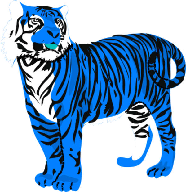 Blue Striped Tiger Illustration PNG image