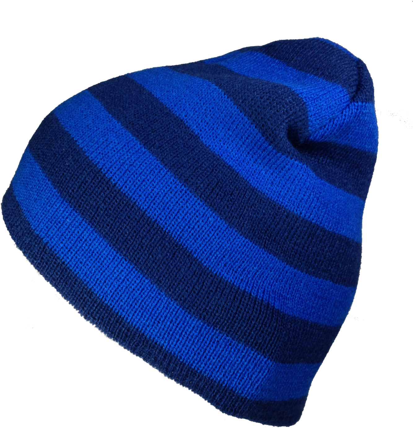 Blue Striped Winter Beanie Hat PNG image