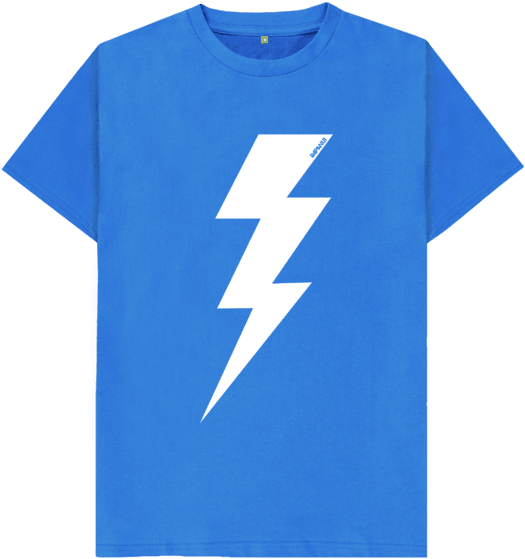 Blue T Shirt With White Lightning Bolt PNG image