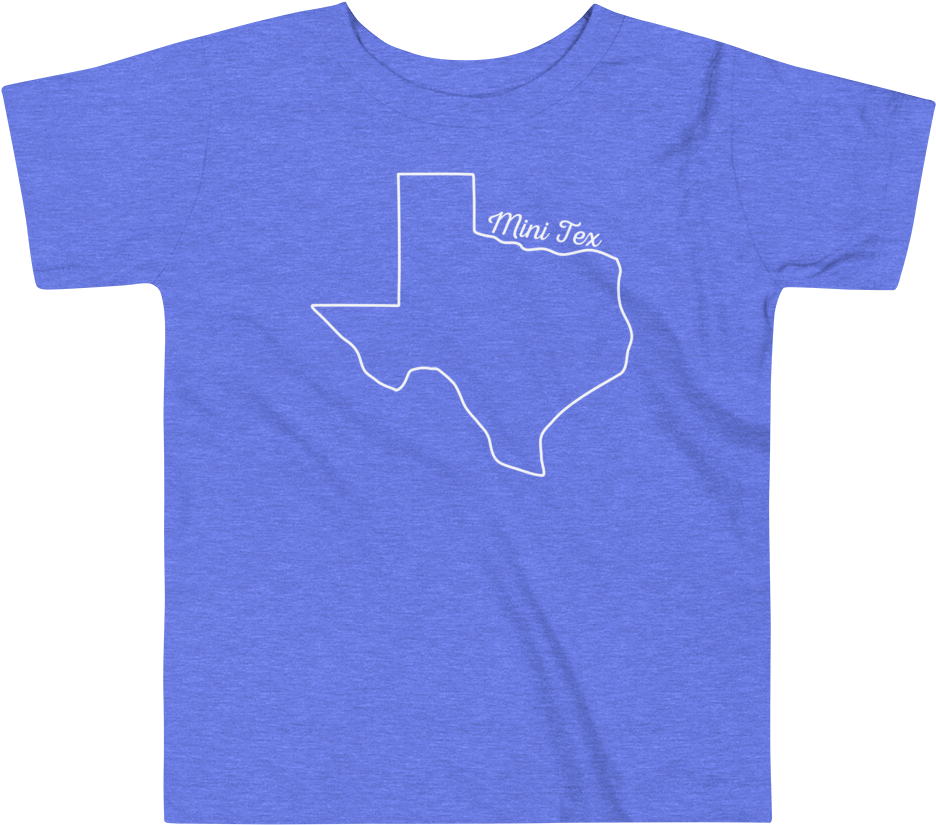 Blue T Shirtwith White Texas Outlineand Mini Tex Text PNG image