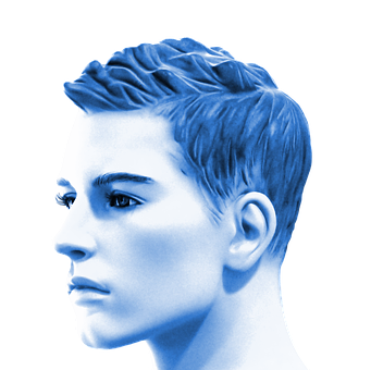 Blue Toned Profile Portrait PNG image