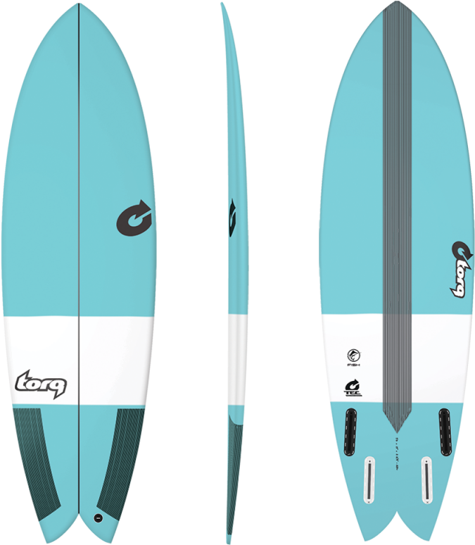 Blue Torq Surfboard Three Views PNG image