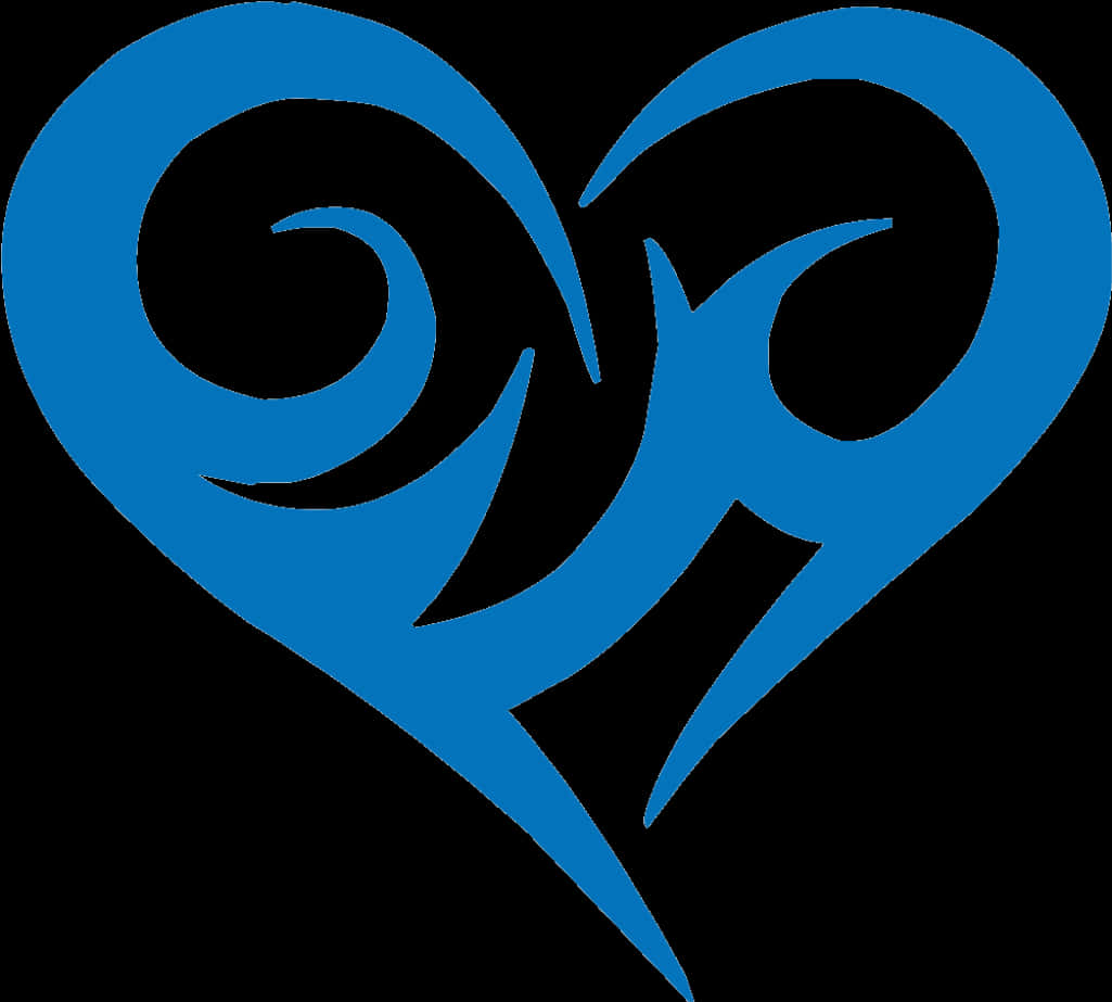 Blue Tribal Heart Tattoo Design PNG image