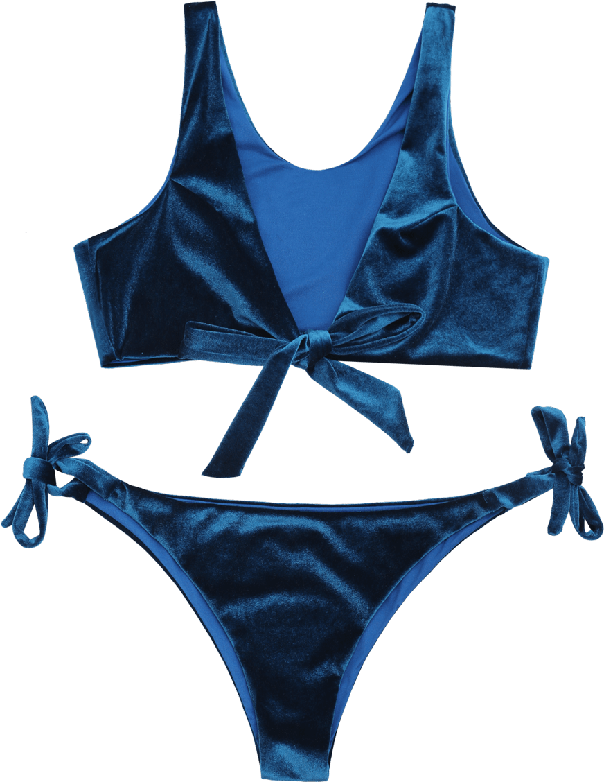 Blue Velvet Bikini Set PNG image