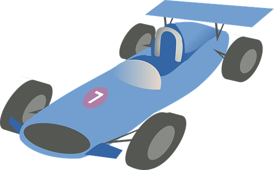 Blue Vintage Racecar Illustration PNG image