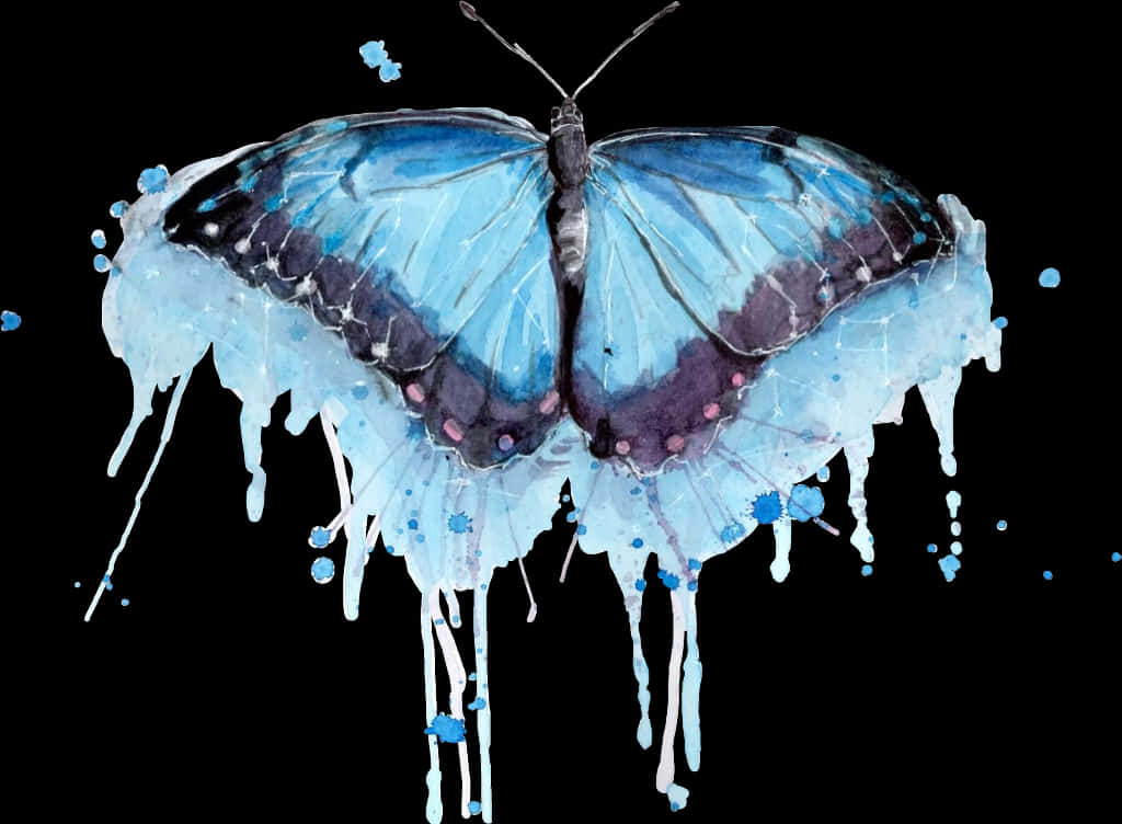 Blue Watercolor Butterfly Artwork PNG image