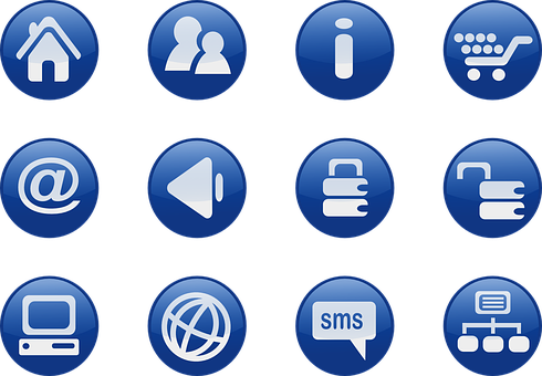 Blue Web Communication Icons PNG image