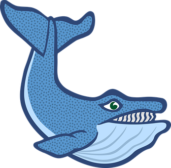 Blue Whale Cartoon Illustration PNG image