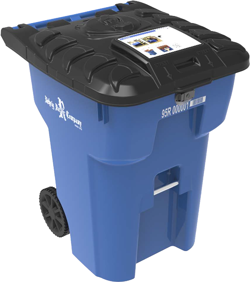 Blue Wheeled Recycling Bin PNG image