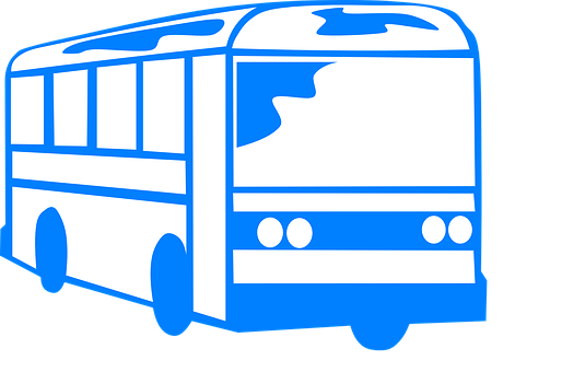 Blue White Clipart Bus PNG image