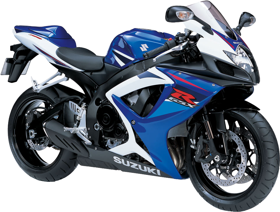 Blue White Suzuki Sportbike PNG image