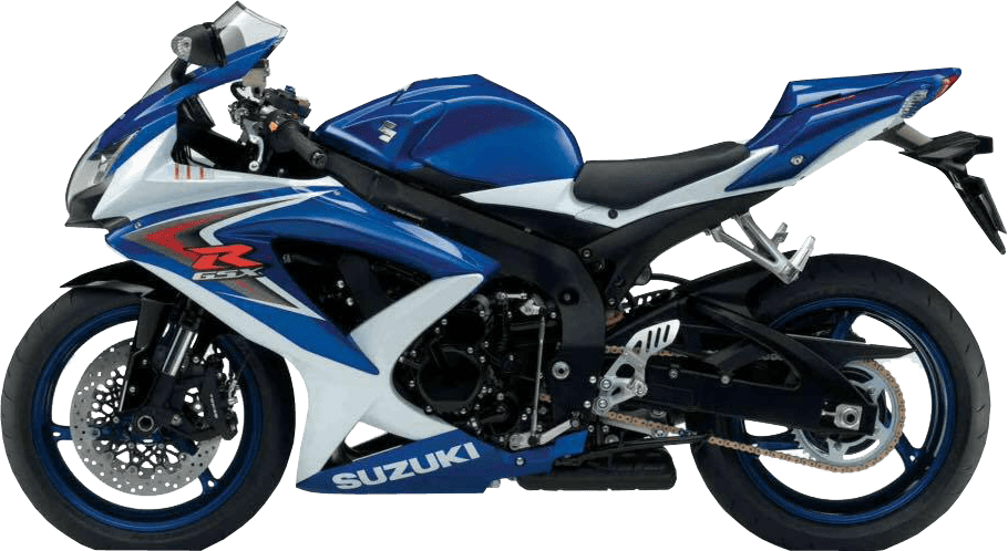 Blue White Suzuki Sportbike PNG image