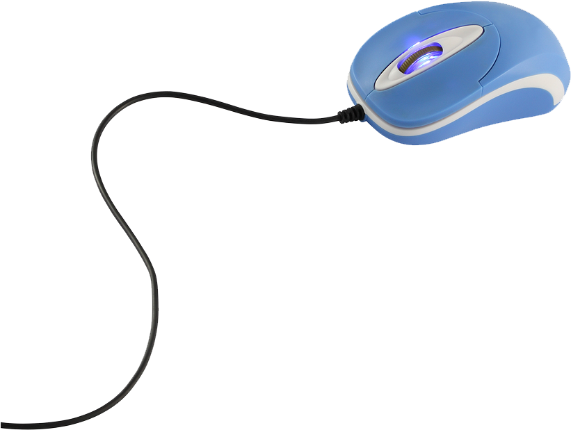 Blue Wired Optical Mouse PNG image