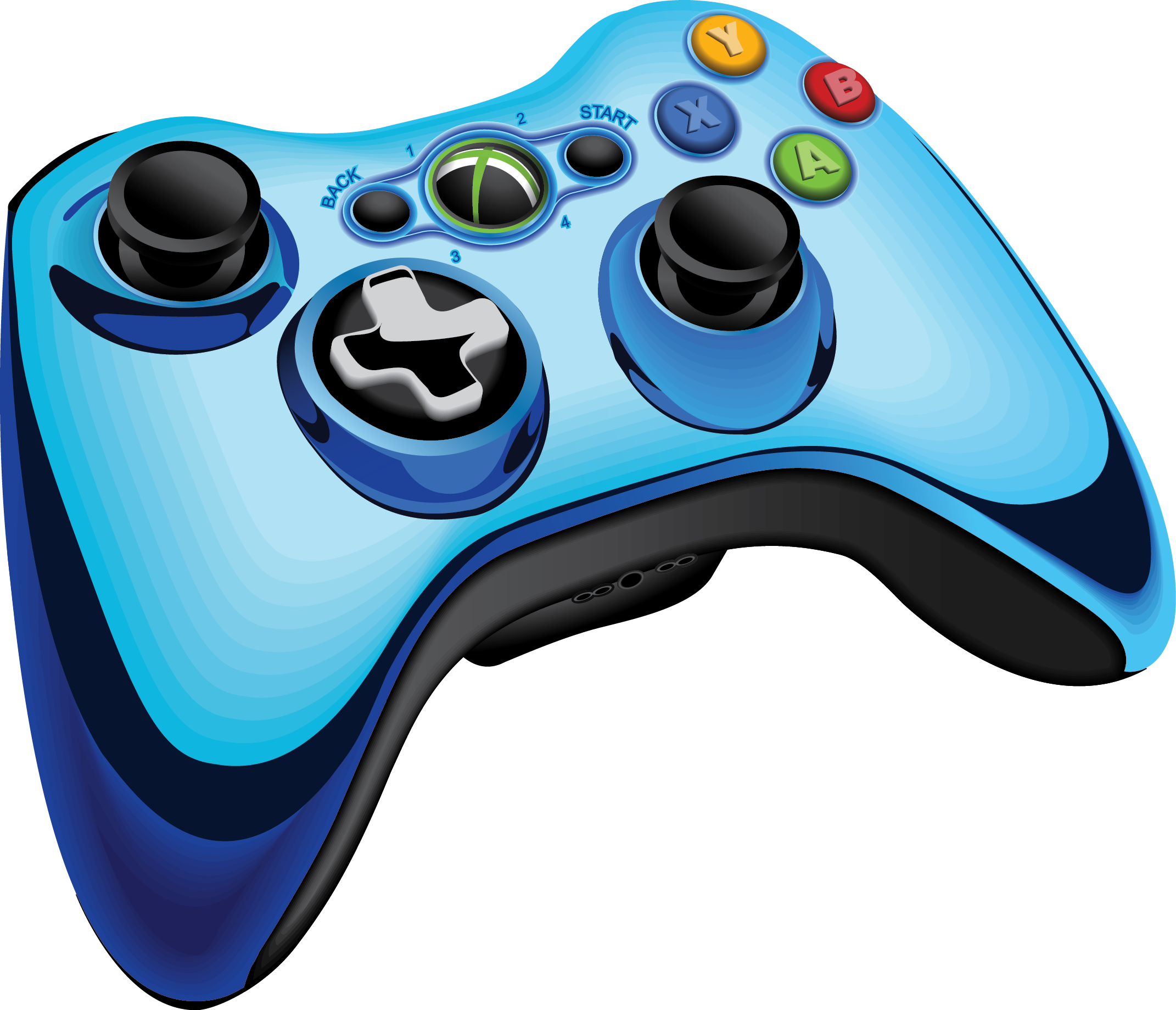 Blue Xbox360 Controller PNG image