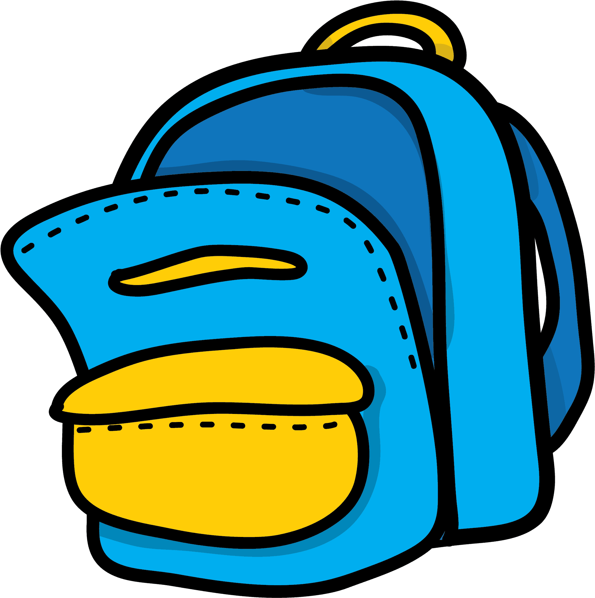 Blue Yellow Cartoon Backpack PNG image