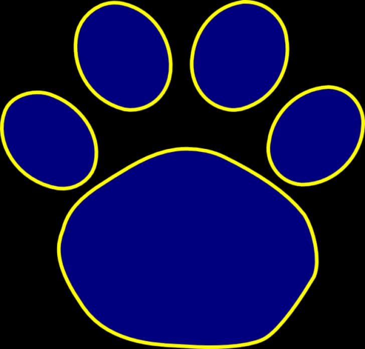 Blue Yellow Paw Print Graphic PNG image