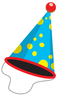 Blue Yellow Polka Dot Party Hat PNG image