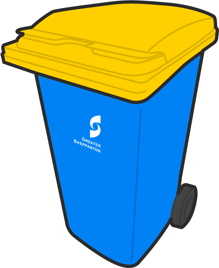 Blue Yellow Wheelie Bin Greater Shepparton PNG image