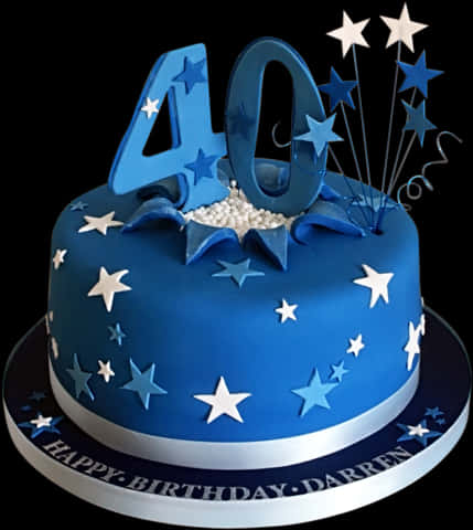 Blue40th Birthday Cakewith Stars PNG image