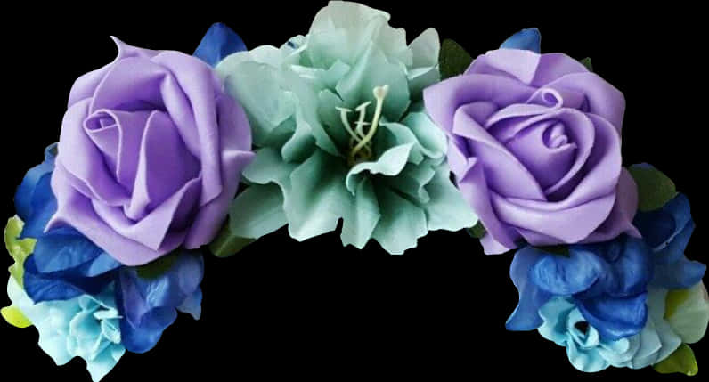 Blueand Purple Floral Arrangement PNG image