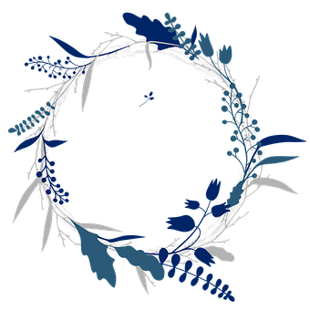 Blueand White Floral Wreath Graphic PNG image