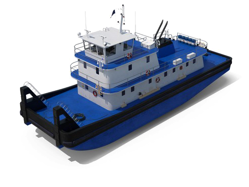 Blueand White Tugboat Isolated PNG image