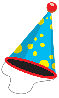 Blueand Yellow Polka Dot Party Hat PNG image