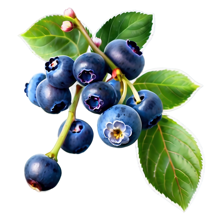 Blueberries With Flowers Png 05242024 PNG image