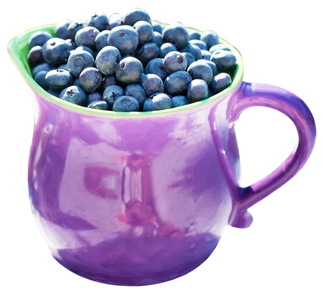 Blueberriesin Purple Cup PNG image