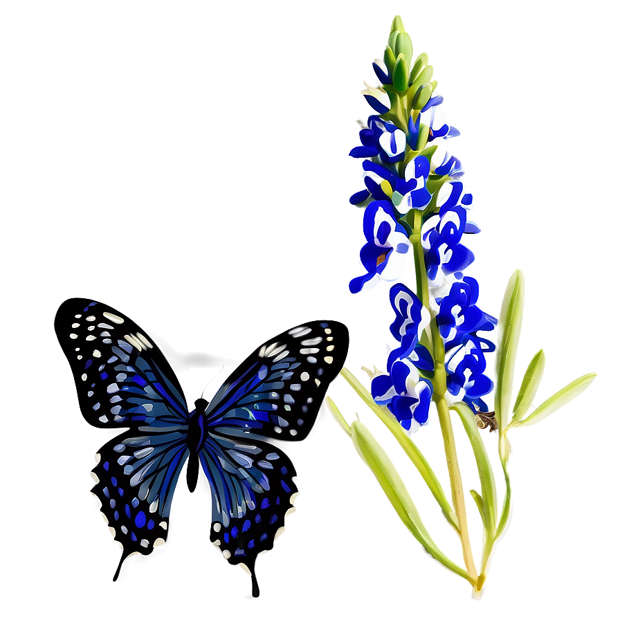 Bluebonnet With Butterfly Png Qnk PNG image