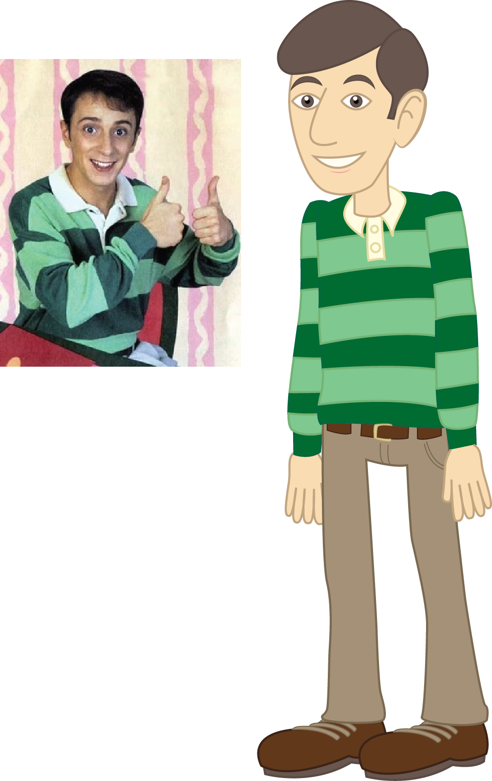 Blues Clues Steveand Cartoon Counterpart PNG image