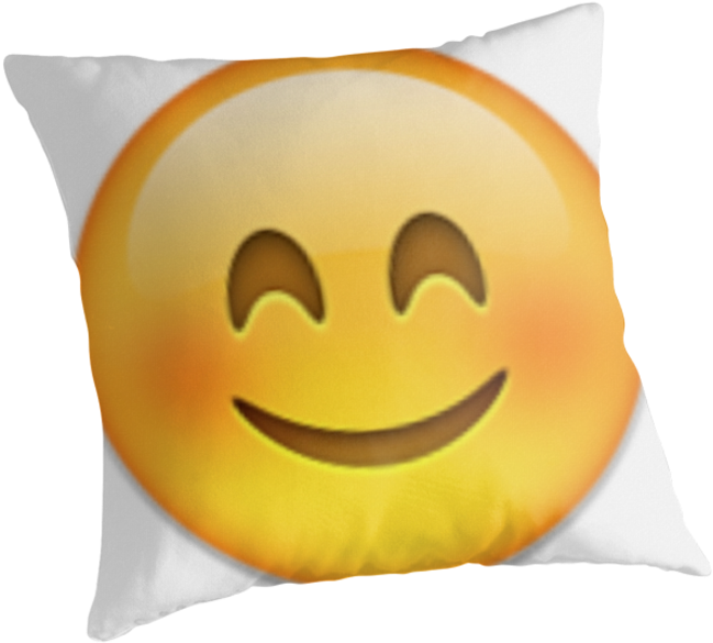 Blushing Emoji Pillow Design PNG image