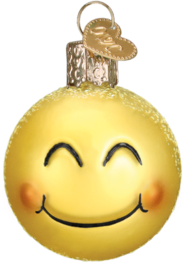 Blushing Smiley Christmas Ornament PNG image