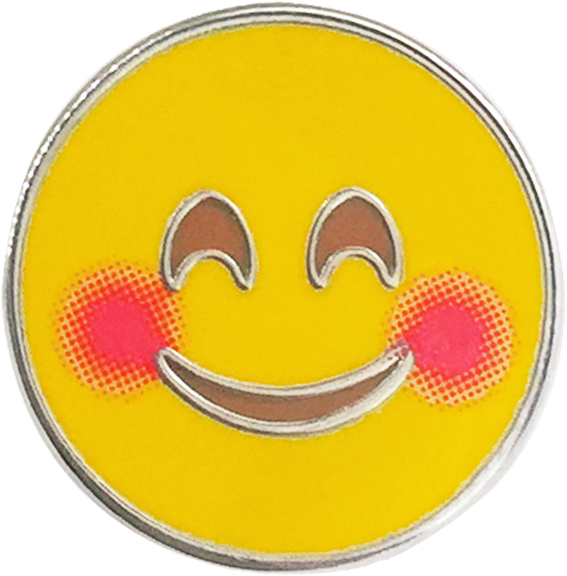 Blushing Smiley Face Emoji Pin PNG image