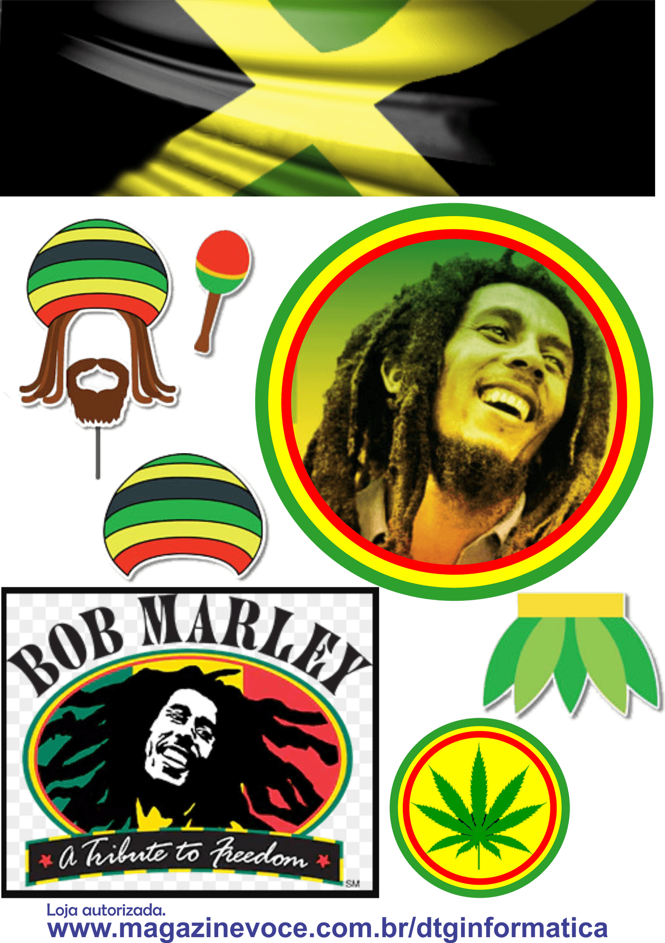 Bob Marley Tribute Collage PNG image